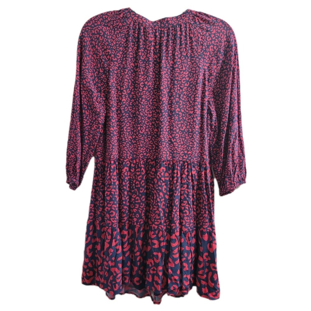 NWT Vineyard Vines Leopard Tiered Dress Small Deep Bay Red Blue Lined Viscose - Picture 8 of 8